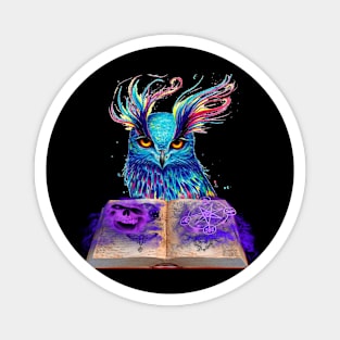 Graphic Design Magic Owl With Spell Book Magnet